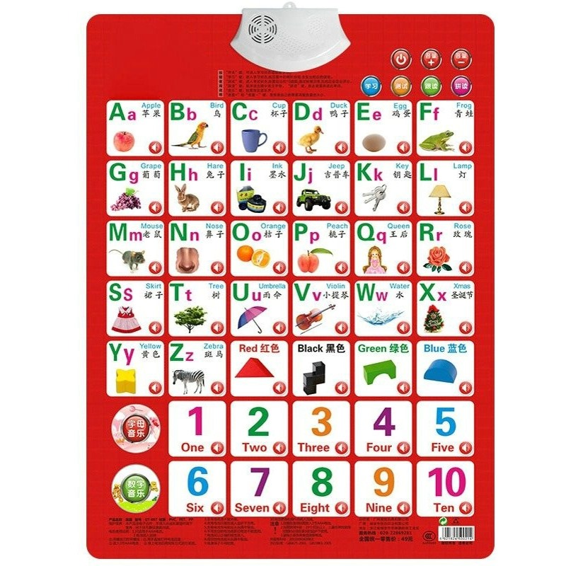 Kids Education Charts - Книга-карта с алфавитом для обучения цифрам,