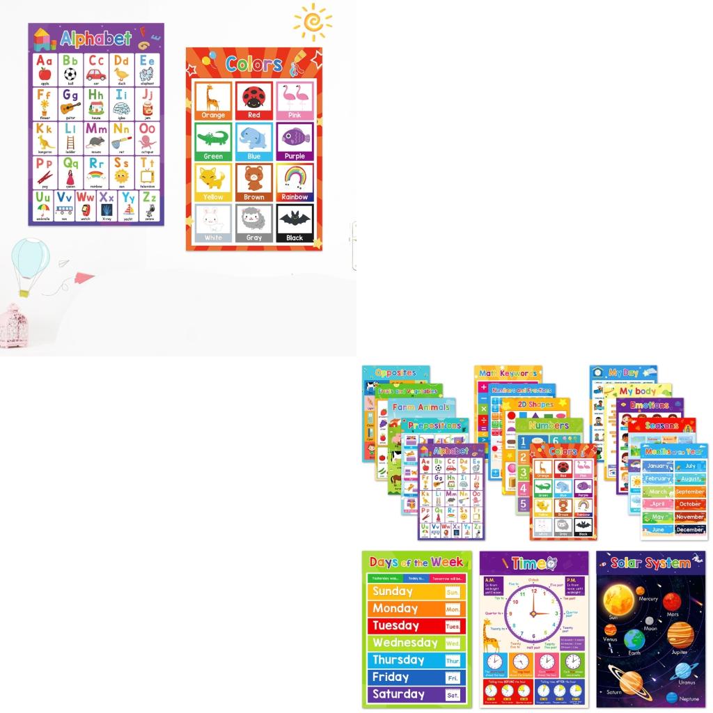 Kids Education Charts - Красочные обучающие плакаты с фруктами, овощами